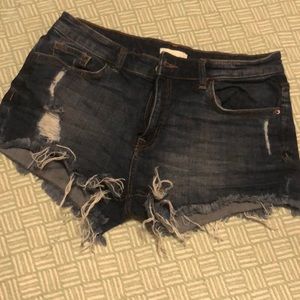 Ripped jean shorts